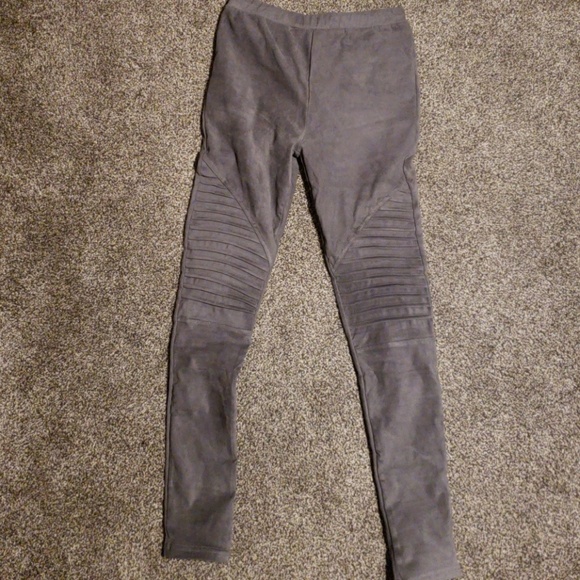 venti6 Pants - Grey suede moto leggings